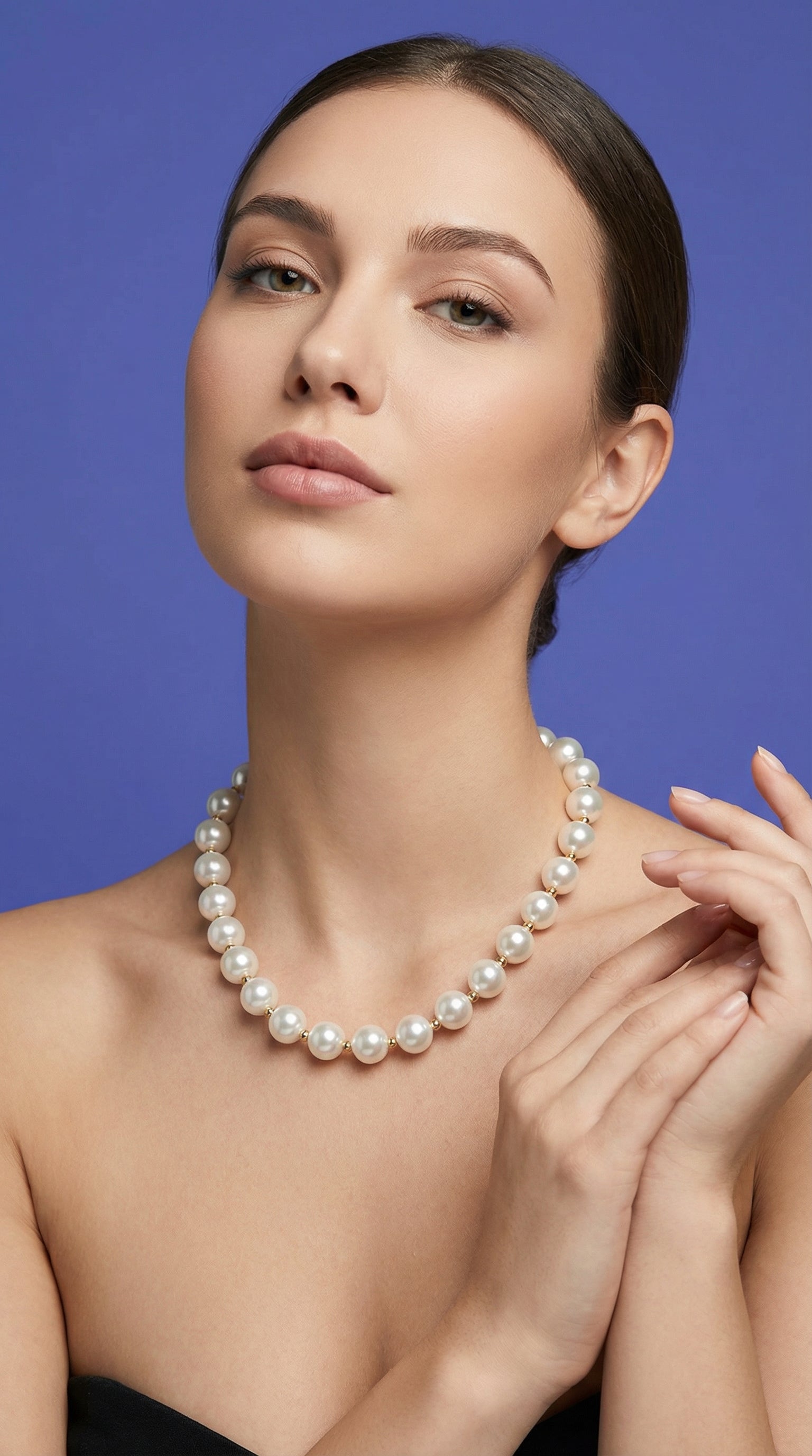 Collar de perlas de imitación con corazón en acero inoxidable