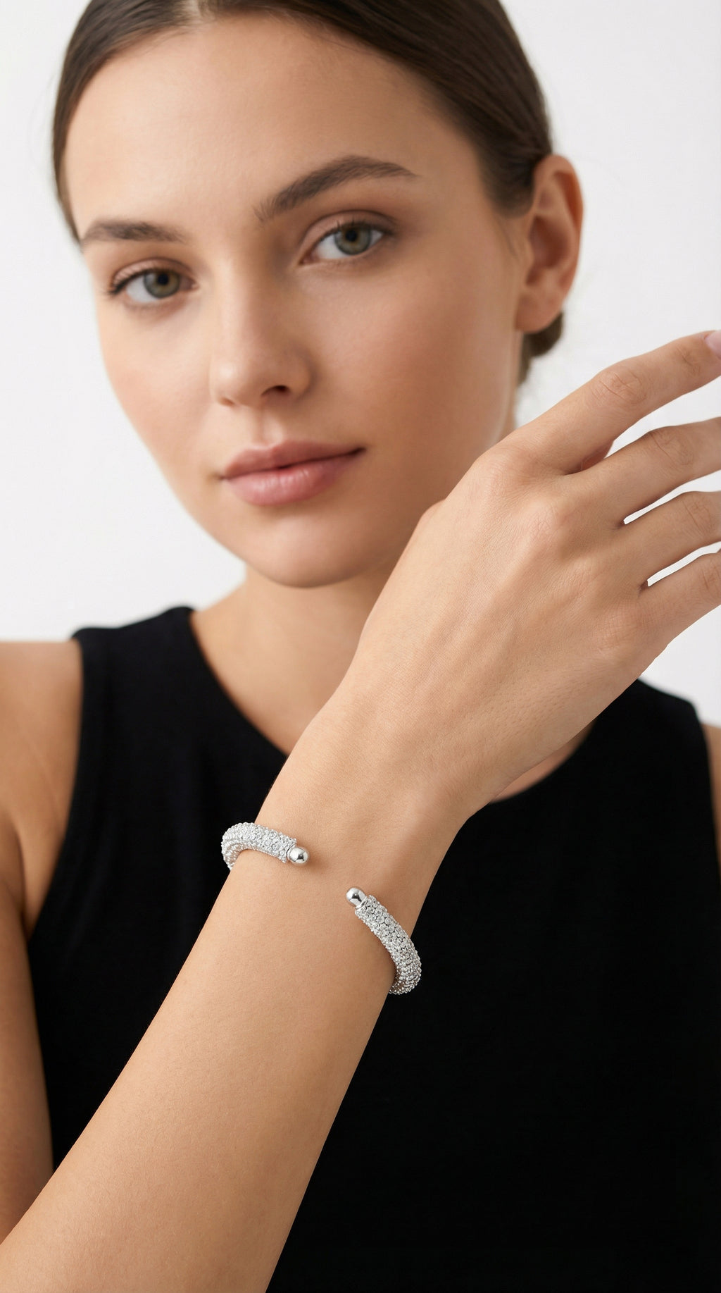 Pulsera de cristales en plata