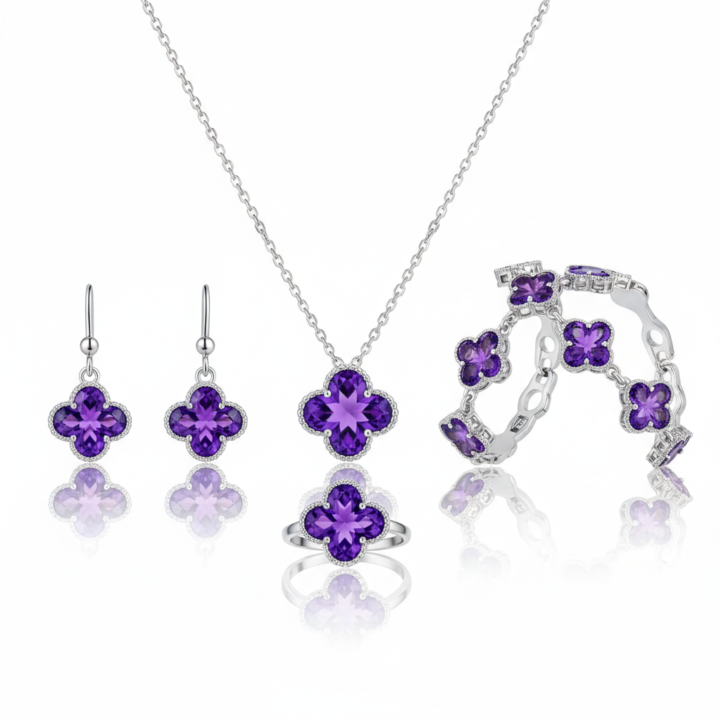 Set de trébol en lila